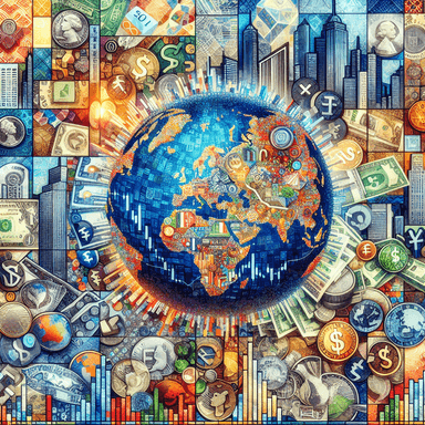 A planet surrounded by different currency.